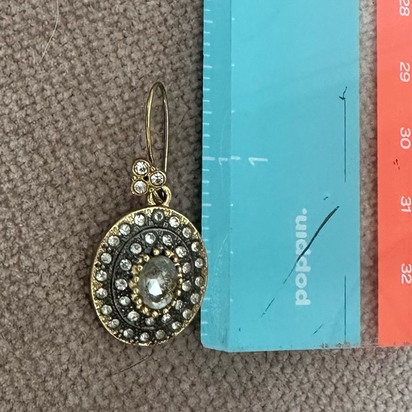 Stella and Dot Pewter & Gold Tone Drop Earrings with plenty of bling VGUC - Picture 6 of 6